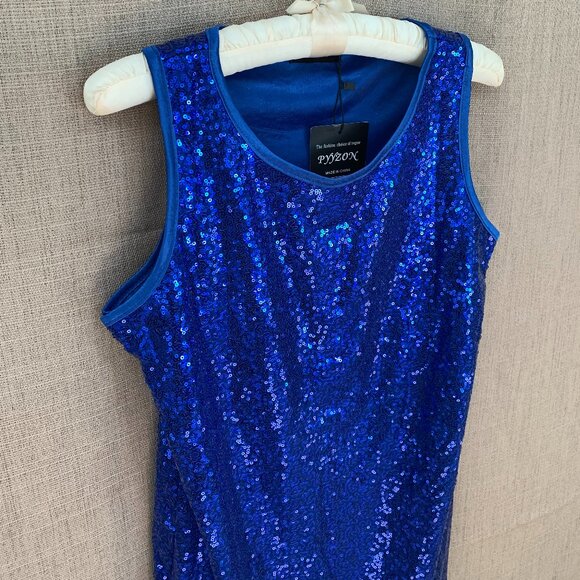 Blue Sequins Front and Back Sleeveless Top - Picture 2 of 15